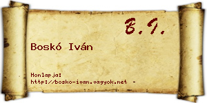 Boskó Iván névjegykártya