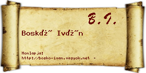 Boskó Iván névjegykártya